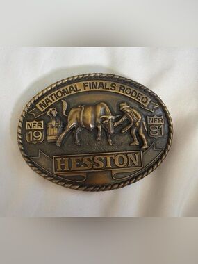 1981 Hesston NFR Belt Buckle National Finals Rodeo Vintage Seventh Edition